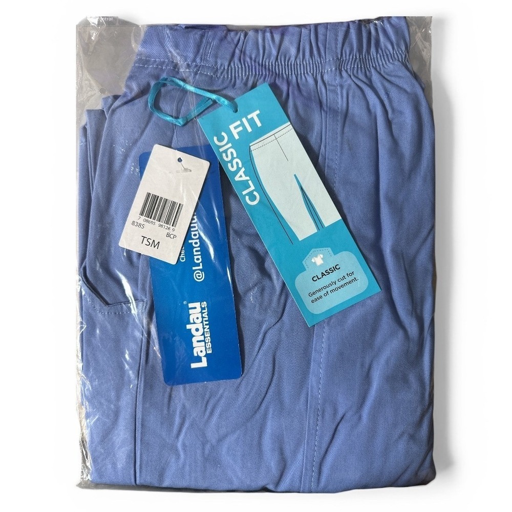Landau‎ Essentials Scrub Pants TSM Tall Small Ceil Blue Classic Fit NWT 8385